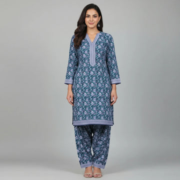 Unstitched Printed Swiss Lawn 2 Piece – Teal Bloom