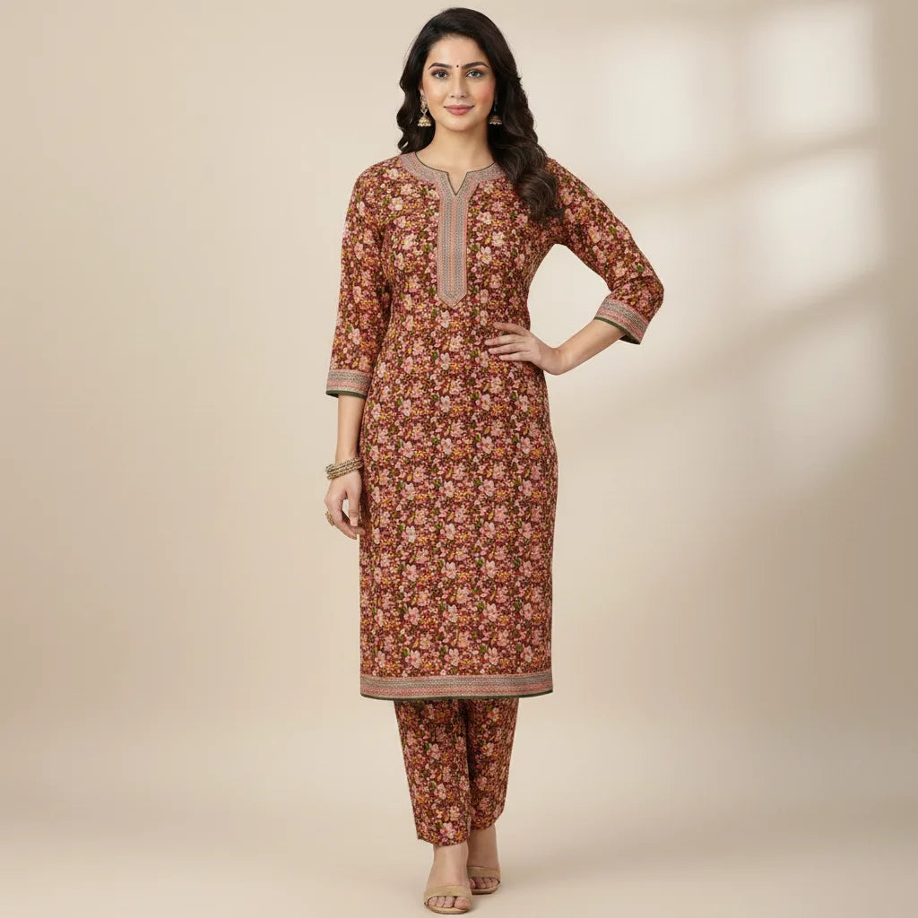 Unstitched Printed Lawn 2 piece - Rust Garden