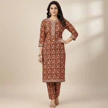 Unstitched Printed Lawn 2 piece - Rust Garden