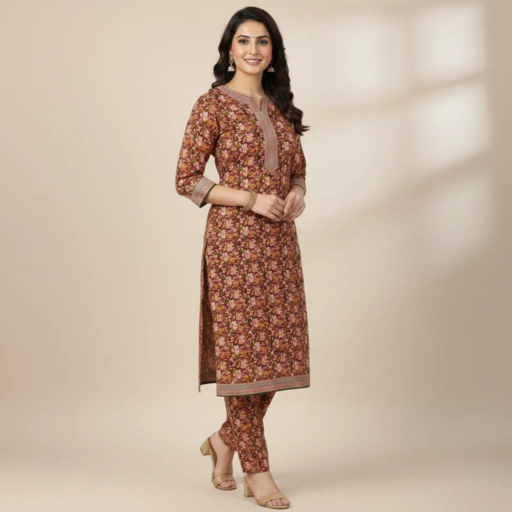 Unstitched Printed Lawn 2 piece - Rust Garden