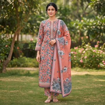 Unstitched Printed Lawn 3 piece Suit - Gulnaar