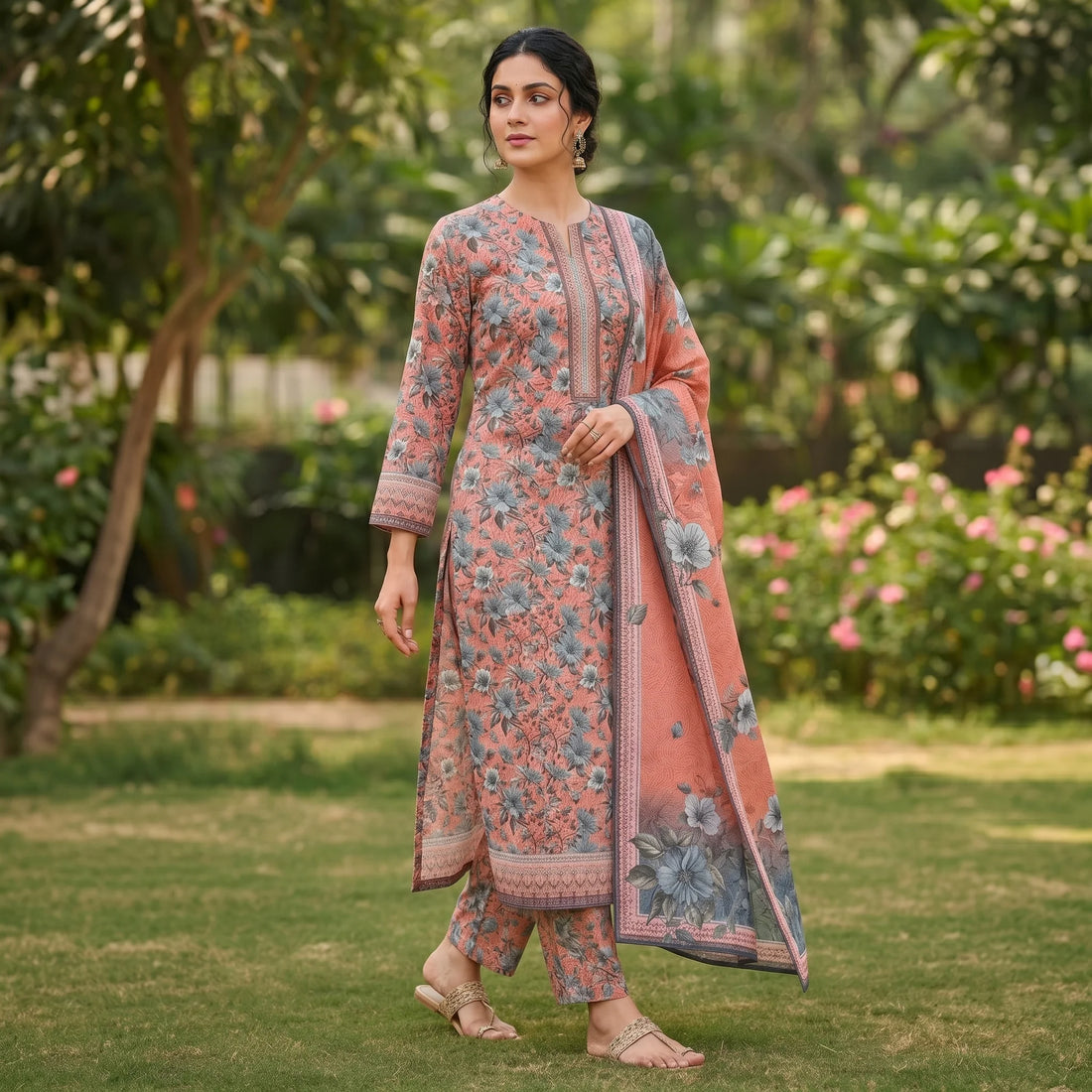Unstitched Printed Lawn 3 piece Suit - Gulnaar