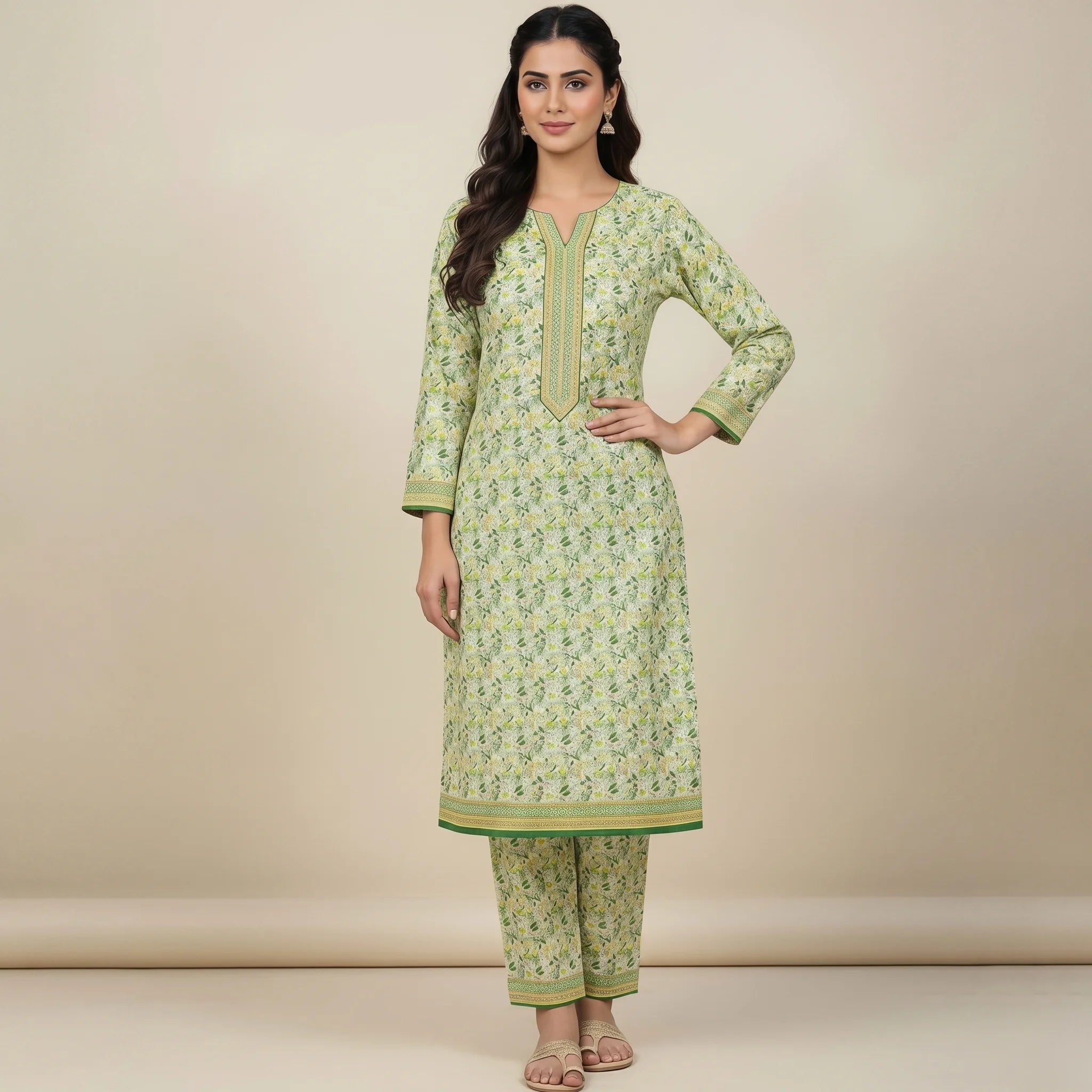 Unstitched Printed Swiss Lawn 2 piece-Lime Blossom